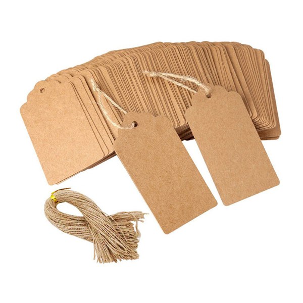 300 st Kraftpapper Presentetiketter Stilrena Bokmärkesetiketter med 20m Rep