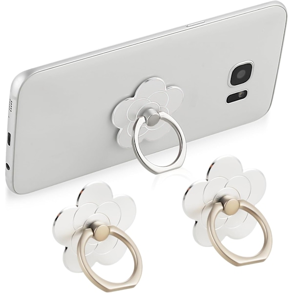 2 st telefonringhållare stativ mobiltelefon blomma finger ring grepp stativ metall universellt kompatibla tillbehör med smartphone, mobiltelefon 2pcs Silver