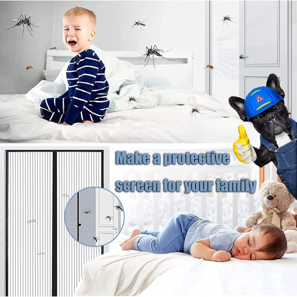Magnetisk flugnätsdörr, insektsnätsdörr för balkong, flugnät, myggnät_xx 90*210cm