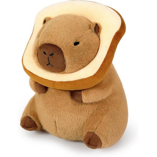 Søt Kapybara Plussj Pute med Brukbar Toast Hodeplagg Fylte Dyr Brød Kapybara Plussj Lekegaver for Barn 11 tommer (Toast Kapybara)