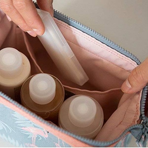 Kosmetiikkakassit, Vedenpitävä Polyesteri-Puuvilla Meikkikassit Kannettava Matkustus Toilettitarvikkeiden Pesukassi Flamingo Leaf