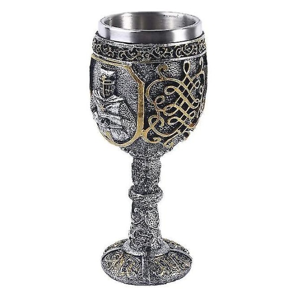 Keskiaikainen Viking Knight Royal Chalice King -viinilasi goottilainen metalliviinilasi teemajuhlakoristeisiin, hääpropwhiskilasi personoitu punainen-