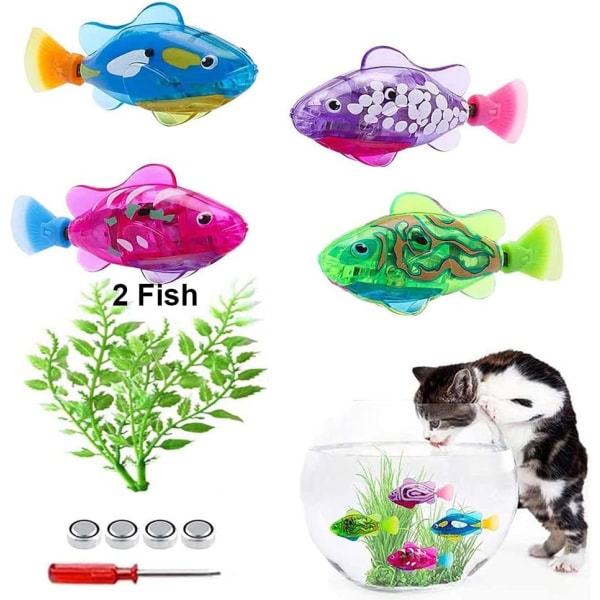 Svømmerobot fiskeleketøy for katter, 2 stk fisketankleketøy Katt Interaktiv kjæledyrleketøy elektrisk fisk