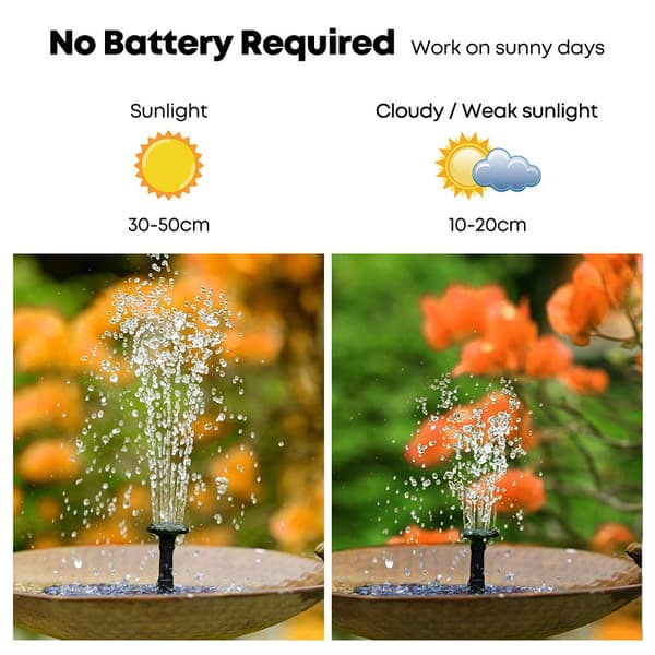 Aurinkokäyttöinen suihkulähde, musta 13cm