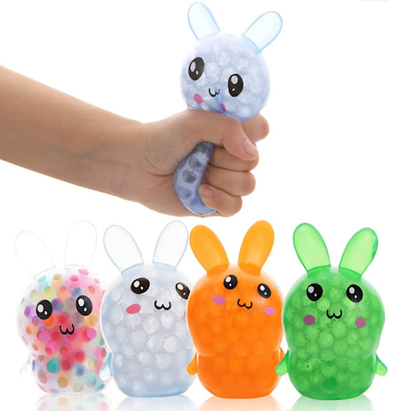 Påskkorgsprylar, 4-pack Squishy Påskkanin Stressbollar för Vuxna, Påskkorgsprylar