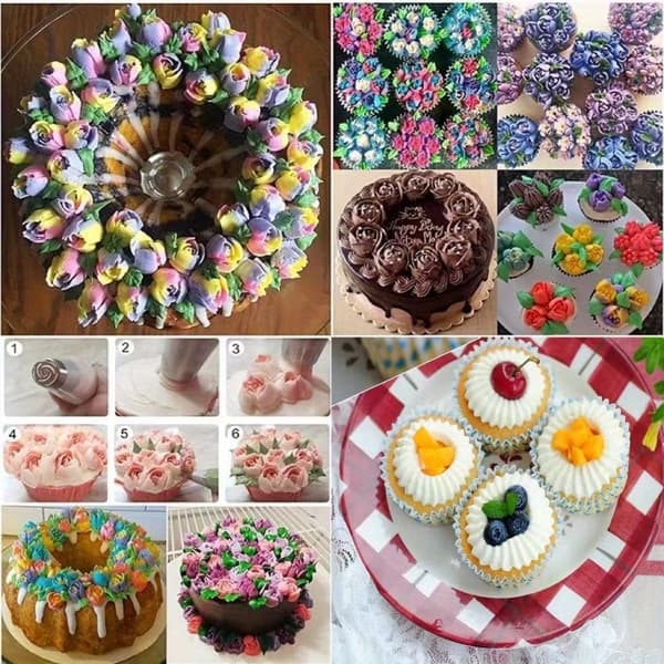 7 stk. tyller i rustfrit stål til cupcakes, kager og småkager