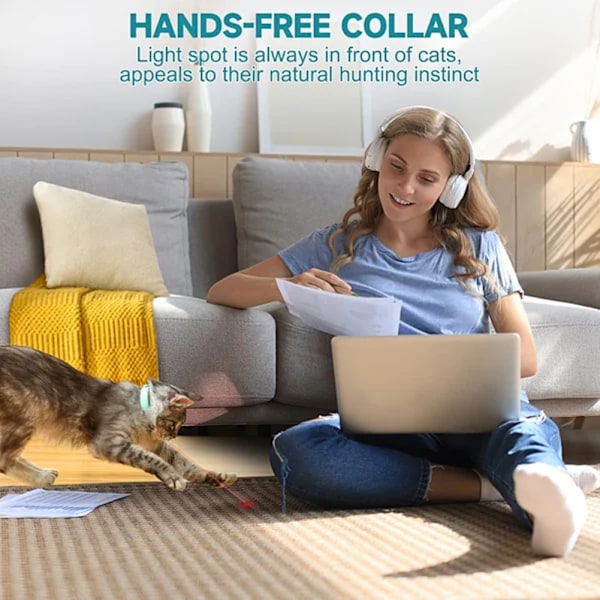 Elektriskt Smart Underhållningshalsband för Katt 2 Lägen USB-laddning Interaktiva Kattleksaker Justerbart Smart Retande Katthalsband 1pc
