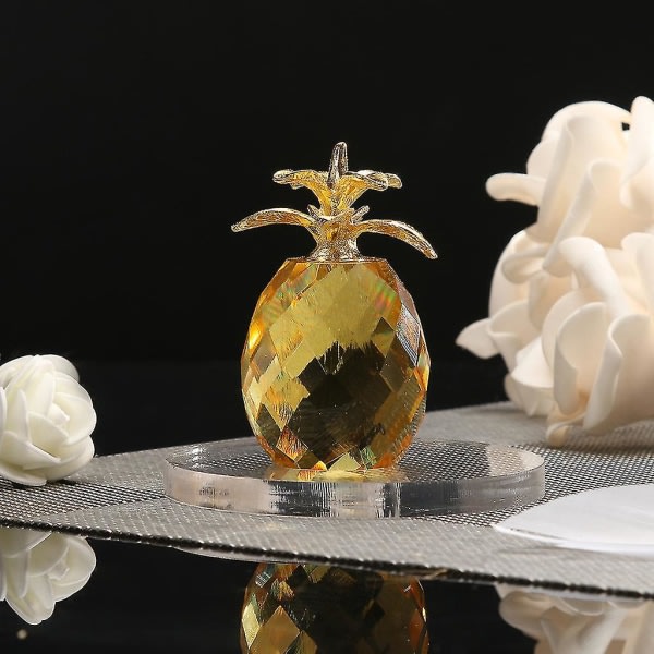 Ananas Krystalglas Figur Papirvægt Ornament Feng Shui Decor Collection