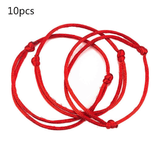 10 st Kvinnor Män Älskare Enkelt Rött Snöre Armband Lycka Till Snöre Kabbalah för Skydd Knutet Amulett Armband Smycken Tro Rep Gåvor
