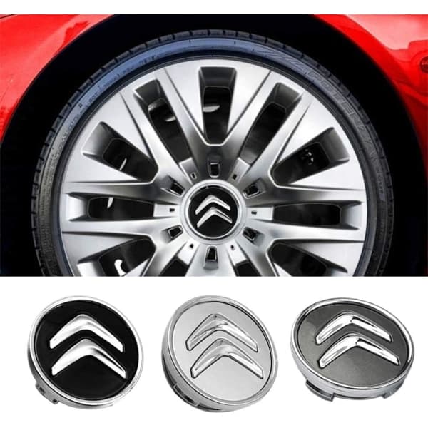 X4 60mm aluminiumsfælgedeksler til Citroen C2 C4 C5 C6 C-quatre Logo