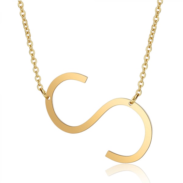 Sidledes Block Initial Hängsmycke Halsband för Kvinnor --- S
