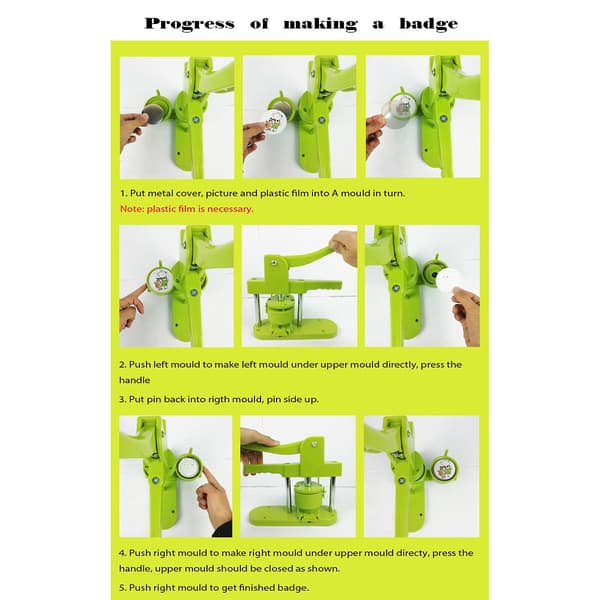 Knappemaskine Badge Punch Press Form Making Pinback Supplies 37mm