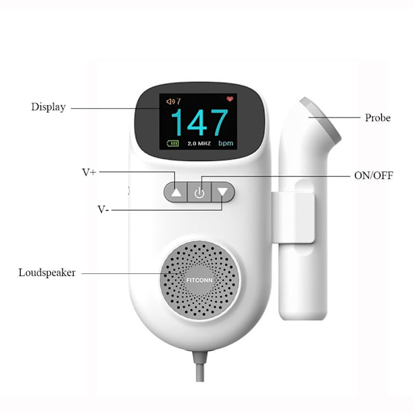 Fetal Doppler Hjertelydsmonitor Sond Baby Hjertelyd