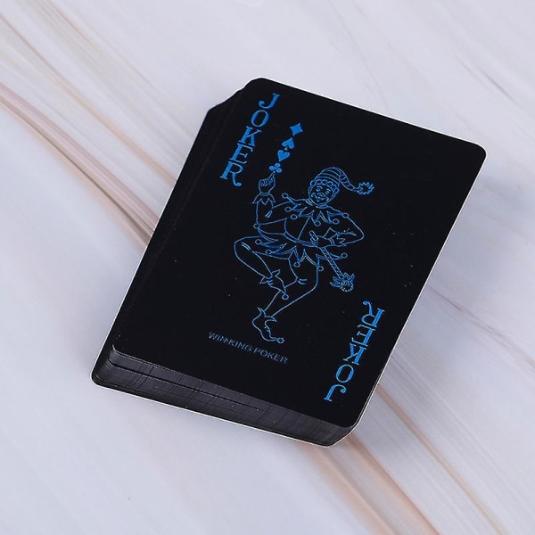 54st vattentät Pvc Pure Black Magic Box-packad Plast Spelkort Set Deck