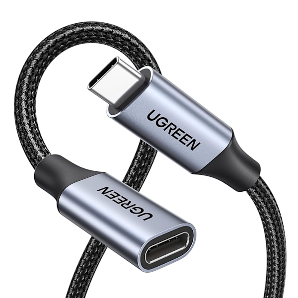 USB-C forlængerkabel 10 Gbps USB 3.2, USB-C forlængerkabel 100W/4K 60Hz kompatibel. (Grå, 1M)
