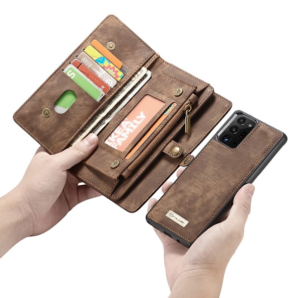 Läderfodral med dragkedja för iPhone 13 Pro brun brun brown