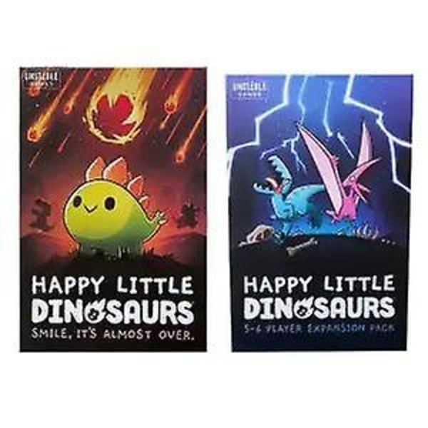 Englanninkielinen versio Happy Little Dinosaurs Happy Little Dinosaur Expansion lautapelikorttistrategiapeli, laajennettu ja perus