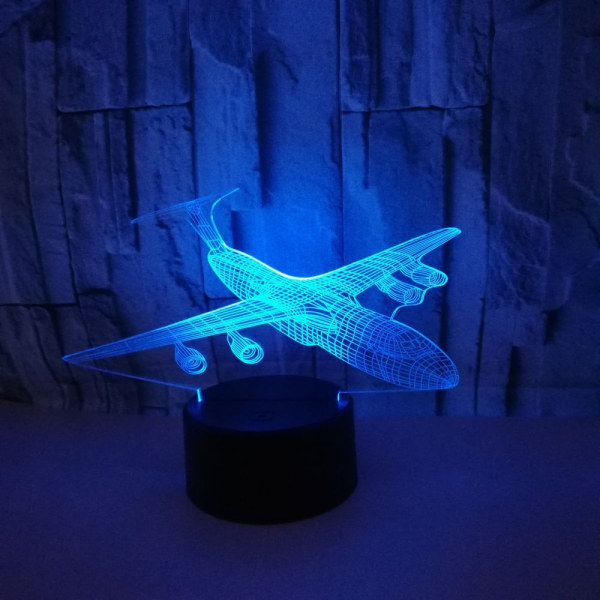 Nattlampa för flygplan för barn, 3D Illusionslampa, 16 färger som ändras med fjärrkontroll, rumsinredning, presenter till barn Pojkar Flickor