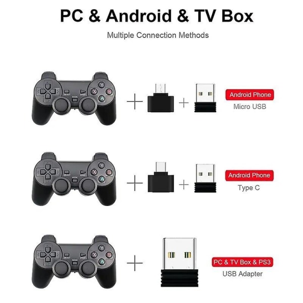 Trådløs Gamepad til Android-telefon/pc/ps3/tv-boks Joystick 2.4g Joypad-spilcontroller til Xiaomi Smart Phone-spiltilbehør