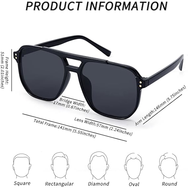 Retro Neliö Aviator Aurinkolasit Naiset Miehet 70-luvun Vintage Trendikkäät Muovikehyksiset Aurinkolasit