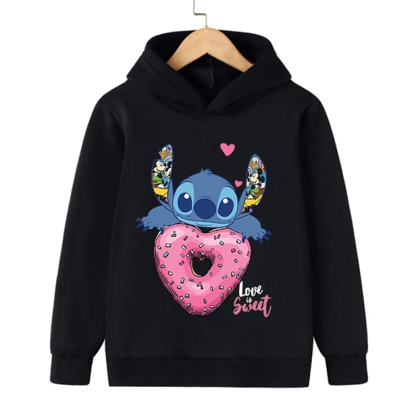 Y2k Anime Stitch Hoodie Barnkläder Cartoon Kläder Barn Flicka Pojke Lilo och Stitch Sweatshirt Manga Hoody Baby Casual Top black936