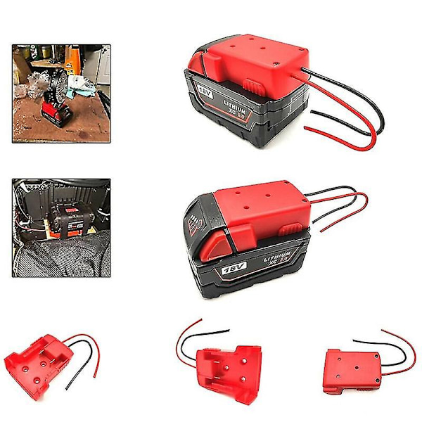 Batteriadapter til Milwaukee M18 Xc 18v til Dock Power 2 ledninger Output Diy