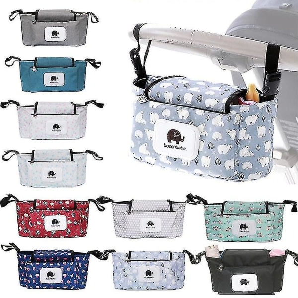 Organizer för baby - vattentät mamma skötväska med krok för baby, tillbehör för barnvagn med stor kapacitet Rese skötväska (färg: ca.