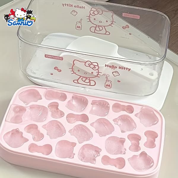 Hello Kitty Silikon Kub Isform Sanrio Bedårande Katt Rosett Design Rosa Isbitar Fest