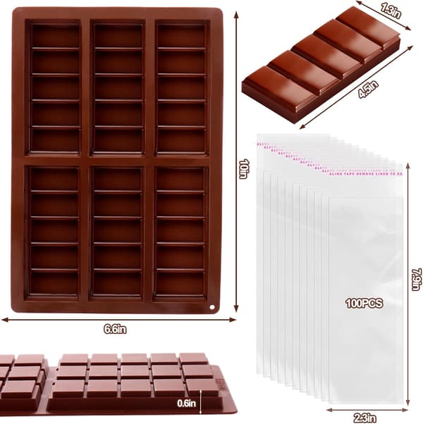 Sjokoladeform Dyp, tykk silikonsjokoladeform for fylt sjokolade, rektangulær Knafeh pistasjsjokoladekake Break Apart C_xx rectangular deep chocolate