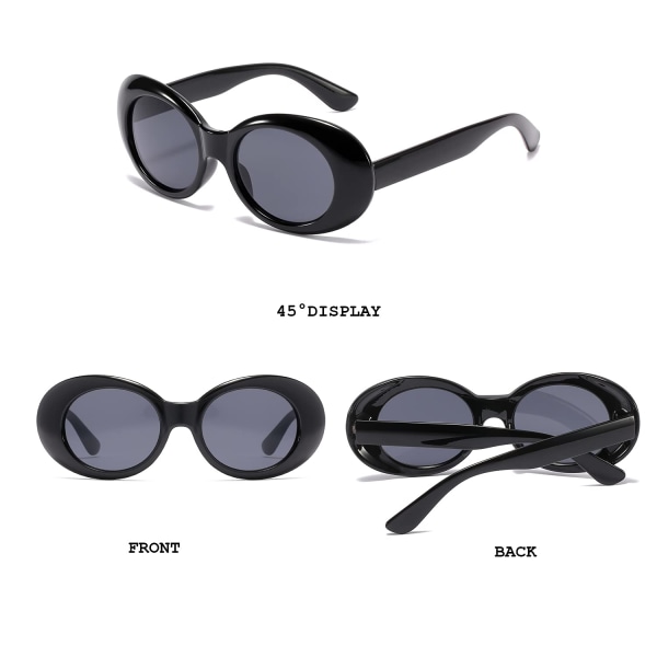 Retro ovale solbriller Clout Goggles Kurt Cobain Vintage Mod tykt stel Rundt objektiv Unisex UV400 beskyttelse