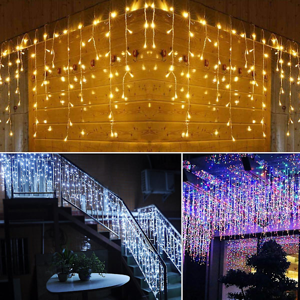 Istappsslinga i olika höjder - 96 LED - 5 meter - Varmvit