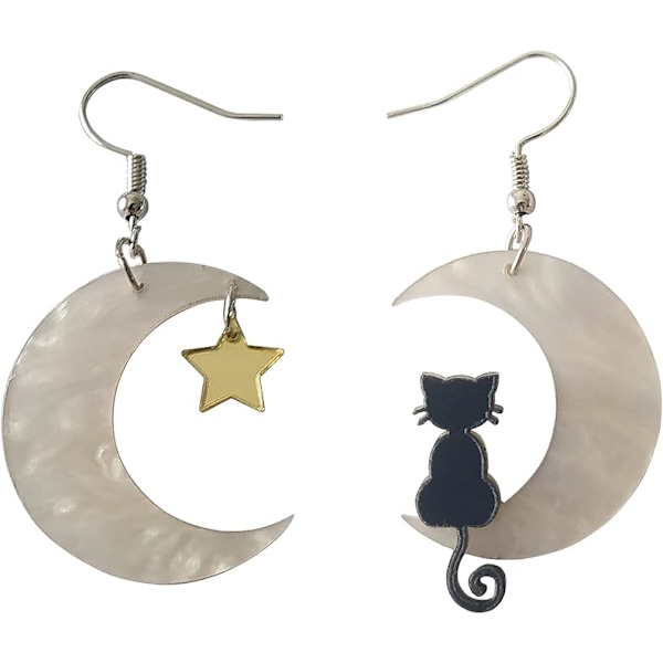 Moon Star Cat Halloween Earrings for Women Cute Acrylic Earrings