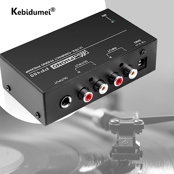 Ultrakompakt Phono-forforsterker med RCA-inngang og -utgang, 1/4-tommers TRS-grensesnitt, Preamplificador Turntable Preamp PP400 EU Plug