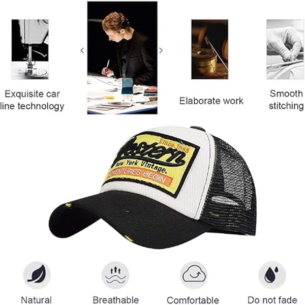 Baseball Cap Mesh Caps Unisex Brodert Brev Patch Casual Caps Hip Hop Solhatter Black