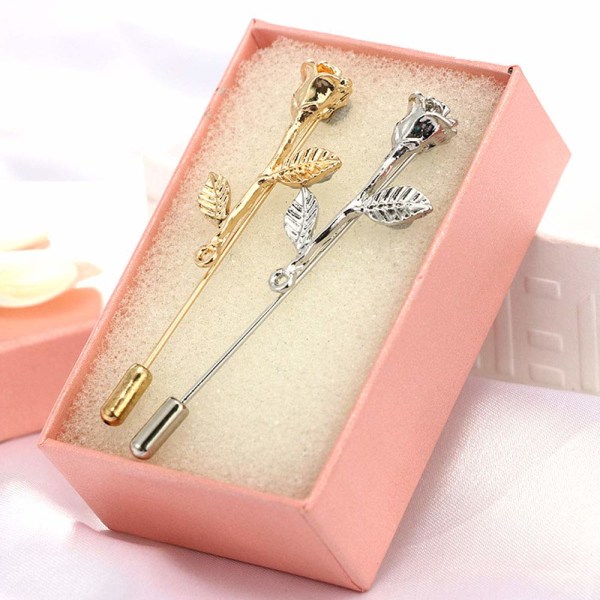 Mote Rose Floral Lapel Stick Brosje for Menn