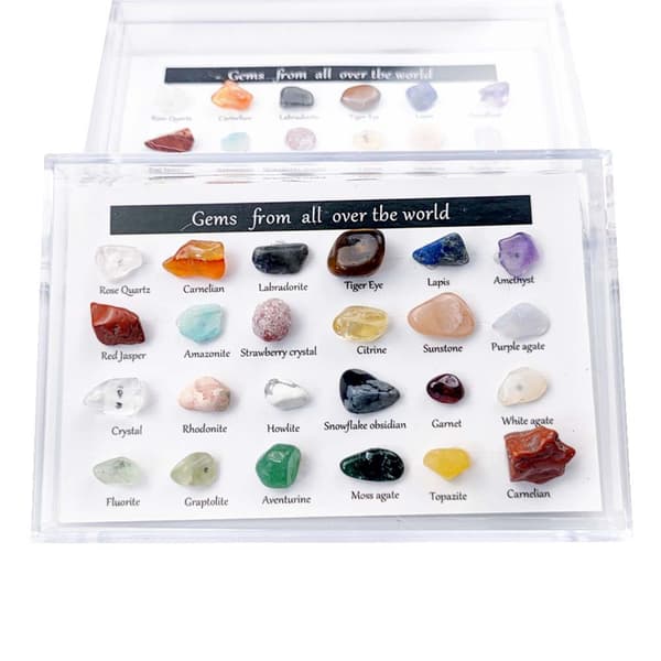 24 st Adventkalender Mineralstenar Julnedräkning Leksaker Kristall Gem-samlingar Presenter till Barn Box