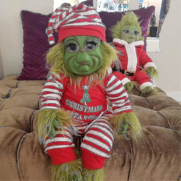 Jule Grinch Latex Plysj Dukke Gjenfødt Baby Grinch Fylt Leke Julegave