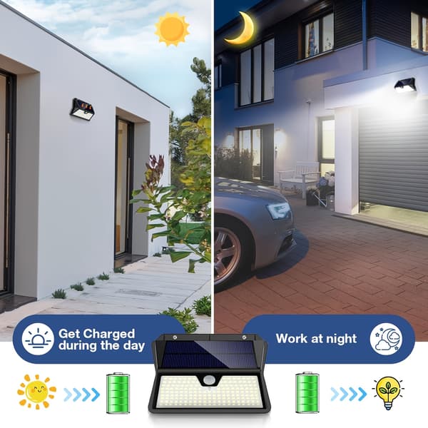 185LED Udendørs Solcellelampe med Bevægelsessensor IP65 3 Tilstande til Have Terrasse Garage Sikkerhed 2pcs