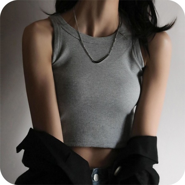 Lyhyt kierteinen camisole-liivi mustalla pohjalla naisille kesällä, hihaton muotoilu sisäkäyttöön ja trendikäs ulkokäyttöön Lyhyt musta (1 kpl) Short black (1 piece) XL