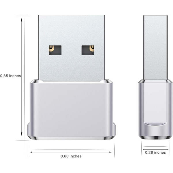 USB til USB C-adapter 3-pak, Type C hun til A han-opladerkabelkonverter til Apple iWatch 8 8 Silver