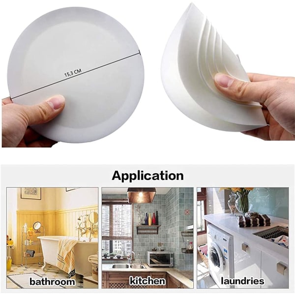 Badeplugger Silikon servantstopper Kjøkkenvaskstopper 15,3 cm diameter for kjøkken, bad og vaskerom Universal avløpstopper (1 stk, hvit)