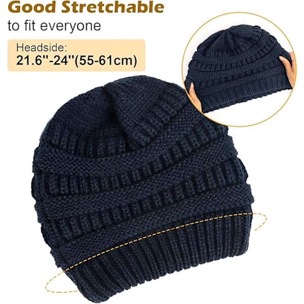Hatter - Dame vinterstrikklue - Varme luer - Tykke luer Løse varme luer - 22*22cm
