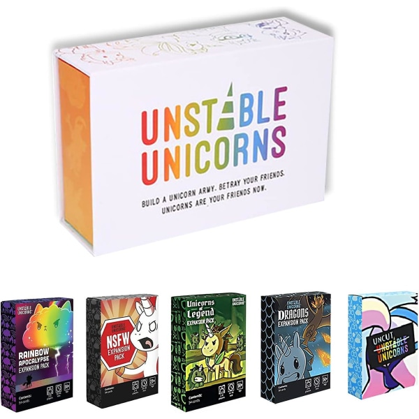 6 delar Instable Unicorn Solitaire Playset - Strategispel för vuxna, brädspel för tonåringar och partyspel som kompletterar Basic Instable Uni