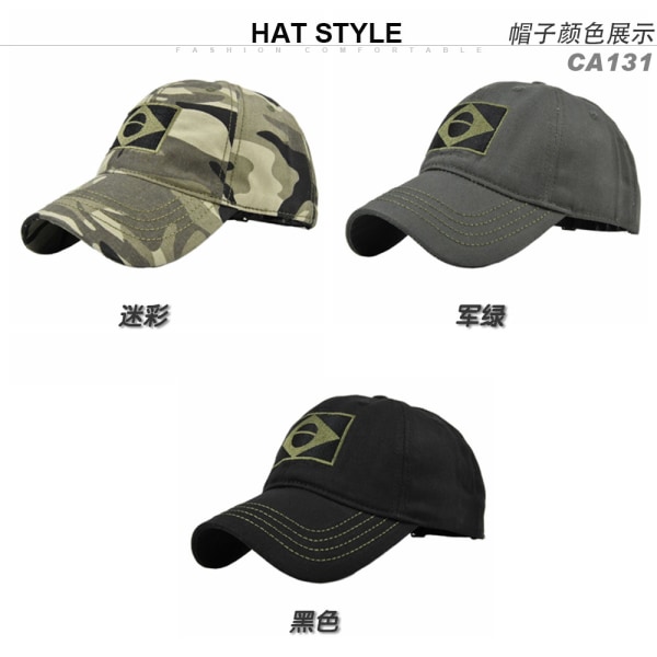 Militære fans Peaked cap Menn Kamuflasje cap Brasil flagg Militær cap Buet brem Fritid Klatring Solhatt Engros BrasilFlatTop1Kamuflasje BrazilFlatTop1Camouflage Adjustable