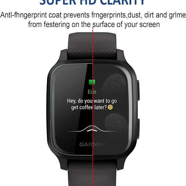 6-pack skärmskydd kompatibla med Garmin Venu Sq och Garmin