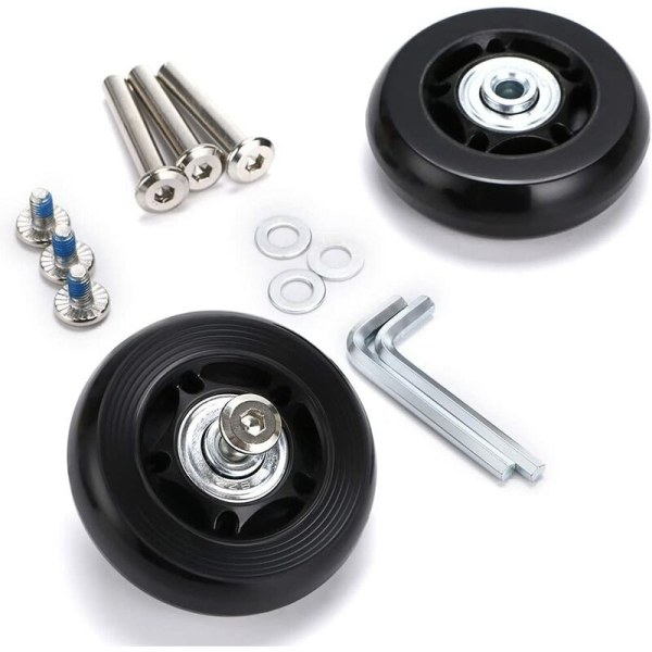 2 st resväskor hjul ersättning hjul lager reparation för bagage resväska 60×18mm, svart