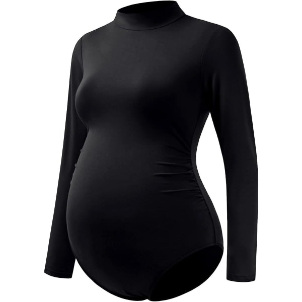 Gravidskjorte Mock Neck Langermet Bodysuit for barselfotografering én størrelse.