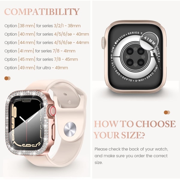 4-pakke for Apple Watch Series 7 & 8 41 mm skjermbeskytter Bling-deksel 4-pakke 1 4-Pack 1 41mm