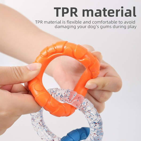 Aggressiva hundtuggleksaker,  Interactive Squeak Toys Dog Chewing Ring Toy,Chew Toys Ring för tandrengöring, oförstörbara hundleksaker för små Orange1