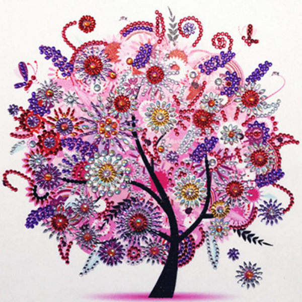 Träd 5D diamantmaleri korstygn konst väggdekoration - spotsalg Lila Lila 30x30cm